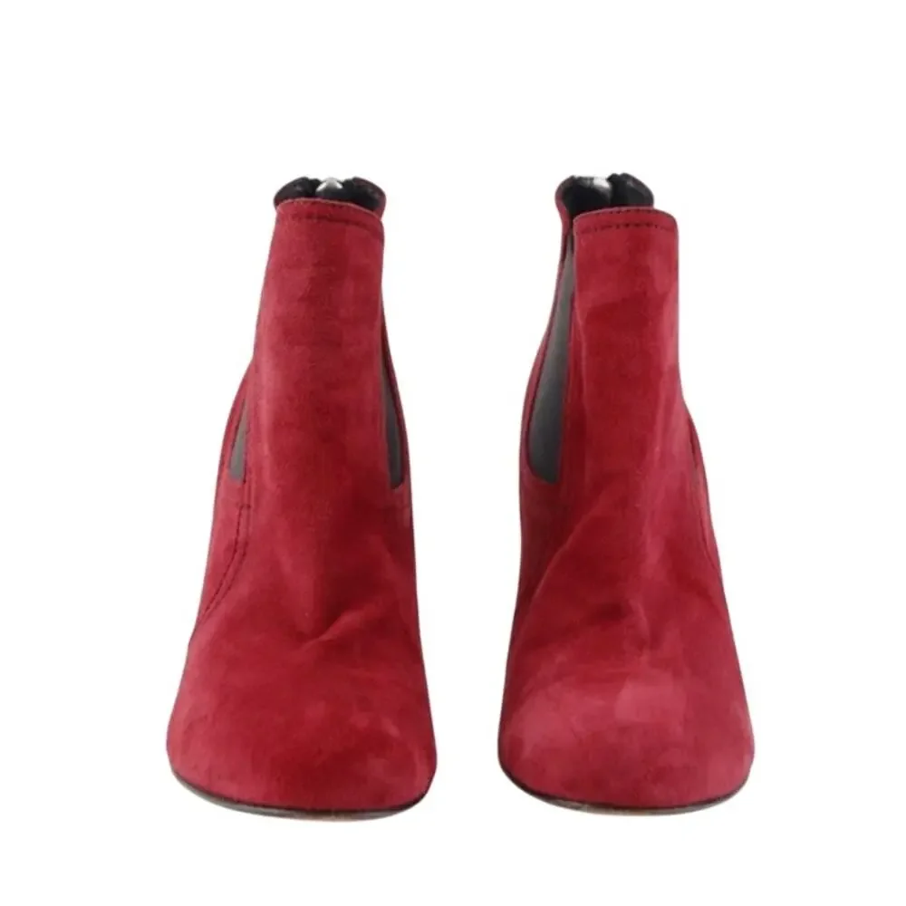 Donald Pliner Bonnie Boot Red Suede Chelsea Bootie Block Heel Size 7